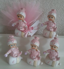 baby op papfles incl tule met snoep en kaartje  nu 1.65e per stuk 5 cm B x 7 cm H x 4 Diep