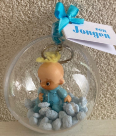 MICABOL MET BABY SLEUTELHANGER BLAUW