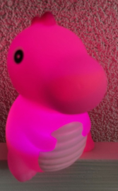 ROZE DINO MET LICHTJE INCL KAARTJE EEN ZUSJE