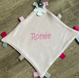 Funnie Labeldoekje speen licht roze  incl naam