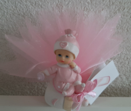 baby op papfles incl tule met snoep en kaartje  nu 1.65e per stuk 5 cm B x 7 cm H x 4 Diep