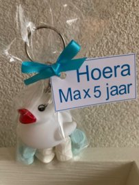 WITTE SLEUTELHANGER EENDJE INCL SNOEP EN KAARTJE