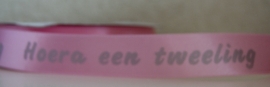 HOERA EEN TWEELING LINT 2.5 CM BREED ROZE OF BLAUW