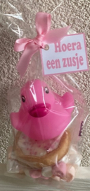 BAD EENDJE IN ZAKJE, MINI SPEKJES/KOEKJE KAARTJE EEN ZUSJE