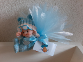 BABY BLAUW MET BRIL INCL TULE EN KAARTJE OP=OP