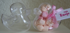 PLASTIC EENDJE MET MINI MARSHMALLOWS