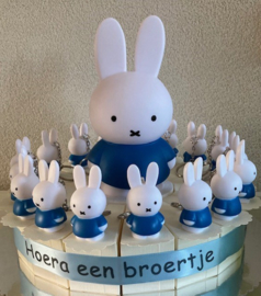 20 CREME TAART DOOSJES MET BLAUWE NIJNTJE SLEUTELHANGER