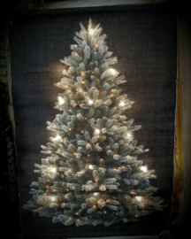 Kerstboom wandkleed antraciet met echte lampjes Maat S
