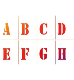 5 pieces Stencilset Alfabet en Nummers.