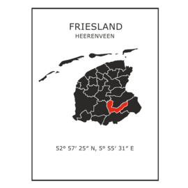 Muursticker Provincie Friesland / gemeentes