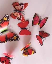3D Vlinders assorti Rood
