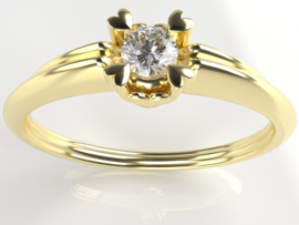14 krt Gouden ring met briljant 0.10 crt