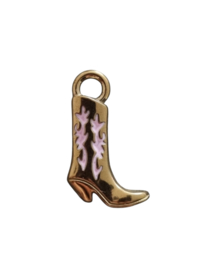 Bedel/hanger cowboy laars goud/roze 23x21 mm (per stuk)