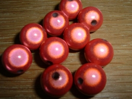 10 Stuks mooie ronde roze 3D kralen 12 mm.