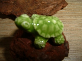 Mooie limegroene keramieke kralen in de vorm van een schildpad