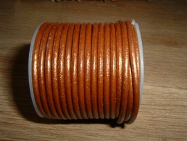 Rond DQ leerkoord van 2 mm. in een mooie koper metallic kleur