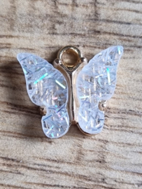 Bedel vlinder wit confetti (goud)