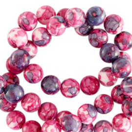 4 mm natuursteen kralen rond Magenta purple-blue per stuk