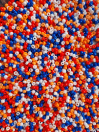 Glaskralen Rocailles 2 mm Koningsdag mix 20 gram