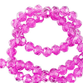 Top Facet kralen 6x4mm disc Neon pink (per stuk)