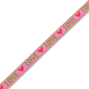 Lint met tekst "Love" Dark pink-green-red-gold