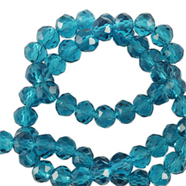 op Facet kralen 3x2mm disc Teal blue (per stuk)