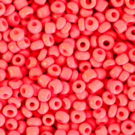 Glaskralen Rocailles 3mm Neon coral red 10 gram