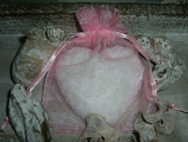 Roze organza zakjes 12 x 9 cm.