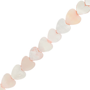 Schelp kralen hart Light pink (per stuk)