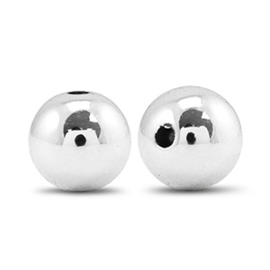 Grote ronde acryl kralen 14 mm Silver metallic (per stuk)
