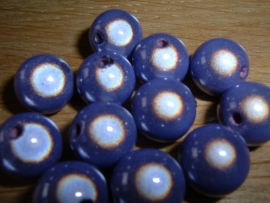 10 Stuks mooie ronde paarse (Tanzanite) 3 D kralen 12 mm.