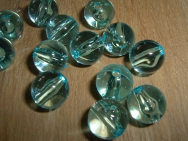 10 Ronde acrylkralen in transparant lichtaquamarijn 12 mm.