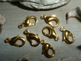 Mooie goudkleurige karabijnsluitingen 12 mm.