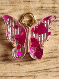 Bedel vlinder roze confetti (goud)