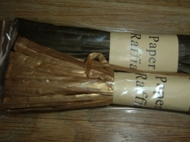 2 x 15 meter papieren raffia in de kleuren donkerbruin en brons