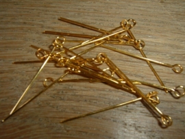 50 Stuks goudkleurige kettelstiften 28 mm.