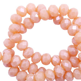 Top Facet kralen 4x3 mm disc Beige rose opal-pearl shine coating (per stuk)