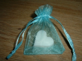 Mooie kleine aquablauwe/lichtblauwe organza zakjes van 7 x 5 cm.