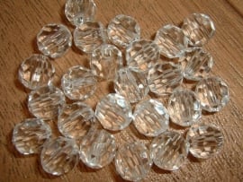 50 Mooie ronde transparante facetkralen van acryl 10 mm.