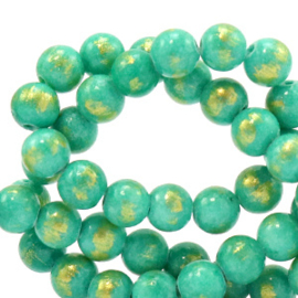 6 mm natuursteen kralen Turquoise groen-goud