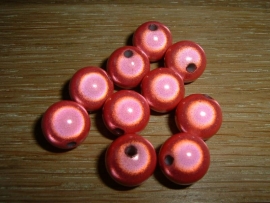 10 Stuks mooie ronde roze 3D kralen 12 mm.