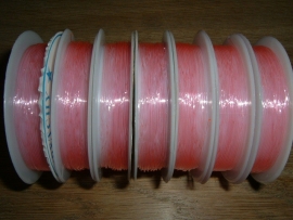 Elastisch nylondraad roze 0.6 mm.