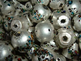 100 gram luxe grote zilverkleurige glasmix