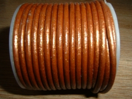 Rond DQ leerkoord van 2 mm. in een mooie koper metallic kleur