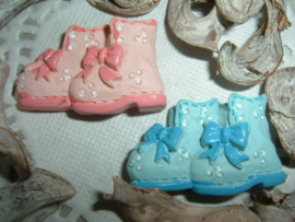 Roze en blauwe baby schoentjes/laarsjes