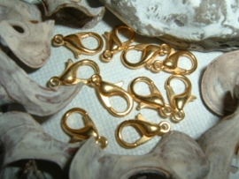 Mooie DQ metalen goudkleurige karabijn sluitingen (nikkelvrij) van 12 mm.