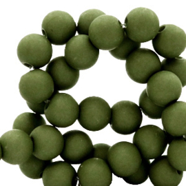 60 stuks Acryl kralen olijf groen 6 mm.