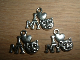 Mooie zilverkleurige hangertjes "I love my cat"