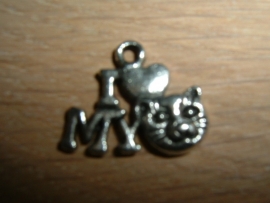 Mooie zilverkleurige hangertjes "I love my cat"