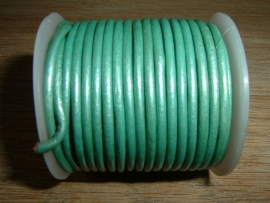 Rond DQ leerkoord van 2 mm. in een mooie mintgroene metallic kleur